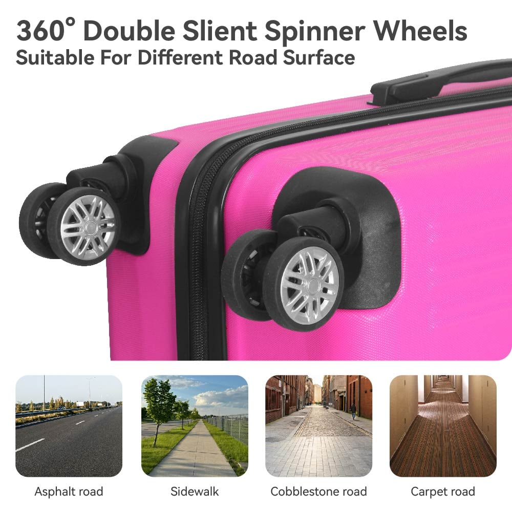 3-Piece Lightweight ABS Hardshell Luggage Set (20", 24", 26") In Honey Powder With Spinner Wheels, TSA Lock, And Adjustable Telescopic Handle - Durable Travel Suitcases_voghion.com